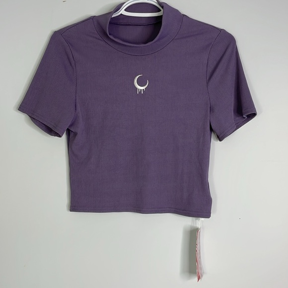 Romwe Purple Crop Top Ribbed L - Picture 5 of 8